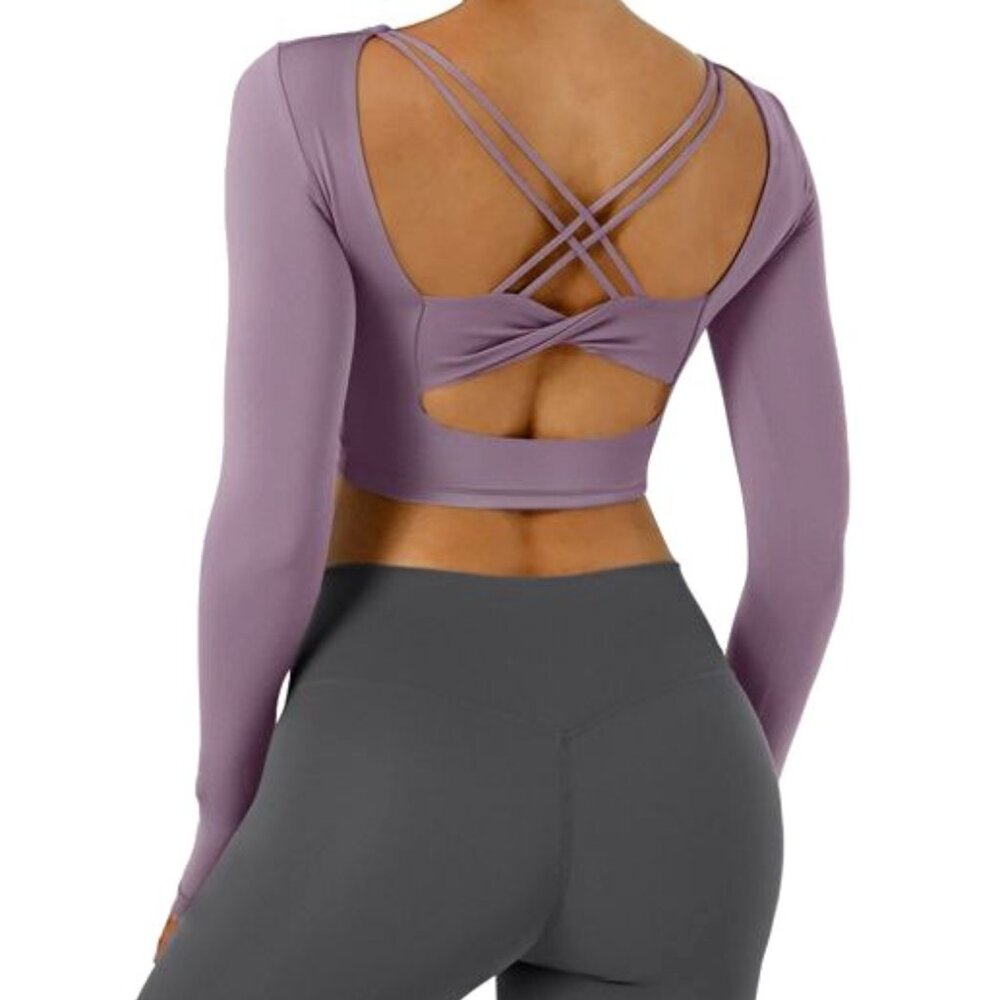 HALARA Softlyzero Plush Tulip Purple Athletic Crop Top  -  S  -  NWT